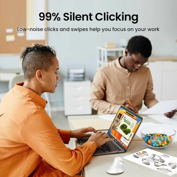 Maus vertikal ergonomik wireless UGREEN 45759, Bluetooth/2.4GHz, 4000 DPI, i bardhë