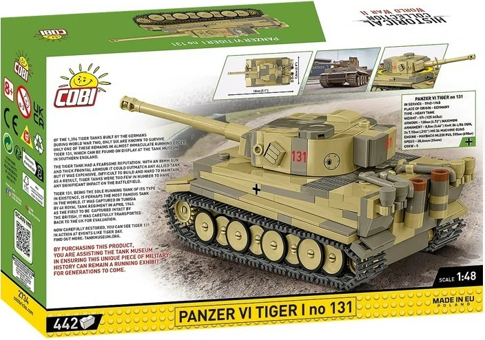 Set ndërtimi Cobi Klocki Panzer VI Tiger I no 131, 442 pjesë, plastik, 1:48, kamuflazh