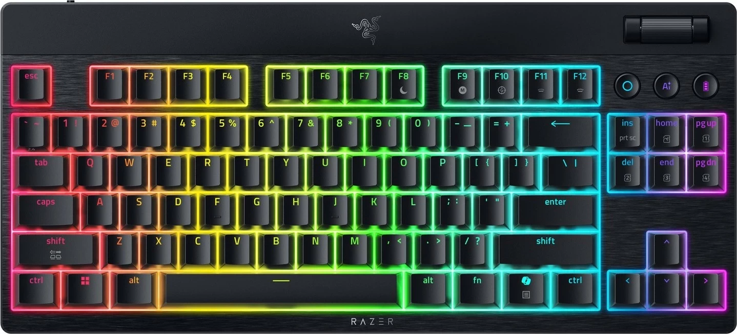 Tastierë gaming Razer BlackWidow V4 HyperSpeed TKL, low-profile, Razer Green Switch, RGB, wireless/USB, e zezë