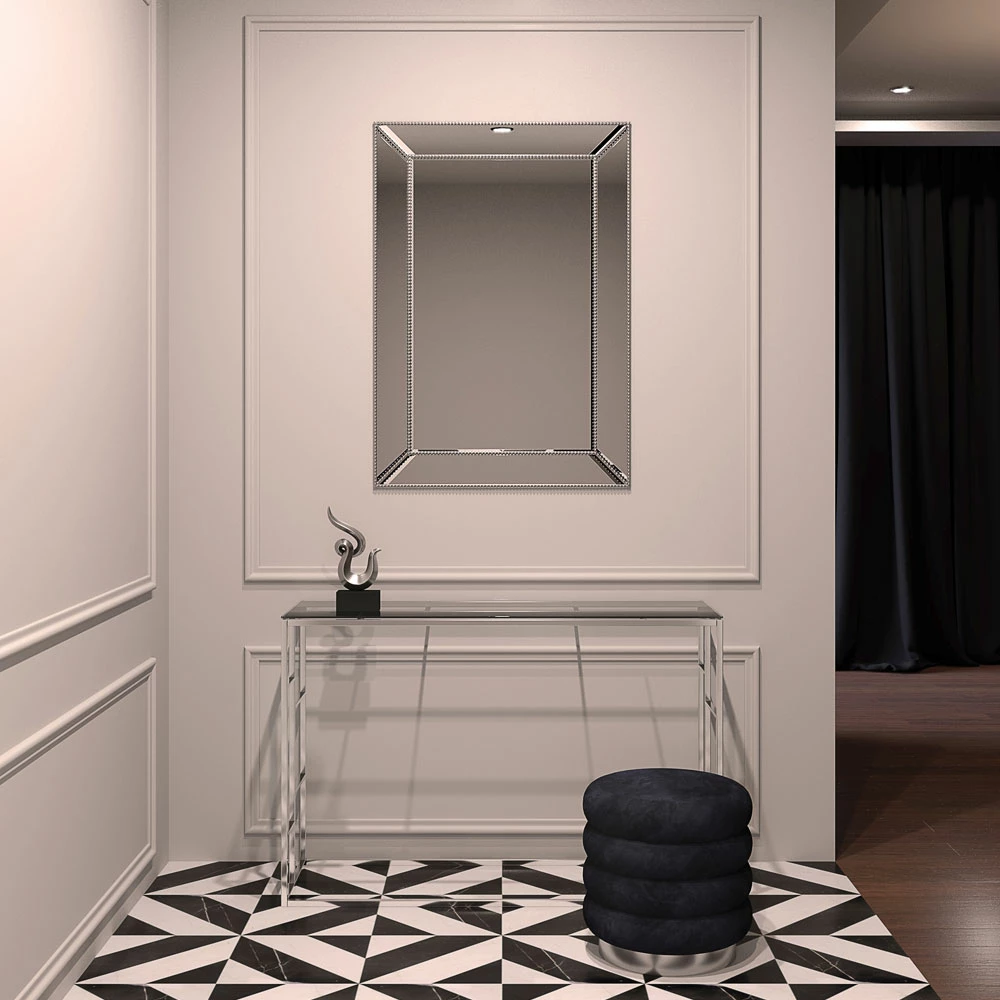 Konsol Bellagio, ngjyrë argjendi, xham, 120x40x78cm