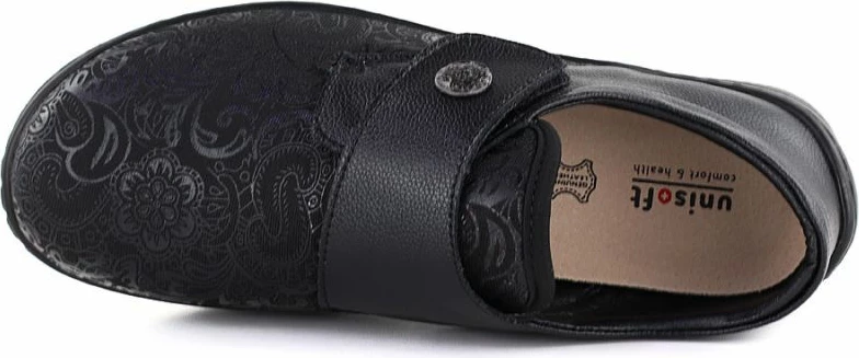 Këpucë lëkure me Velcro Unisoft 8435, të zeza