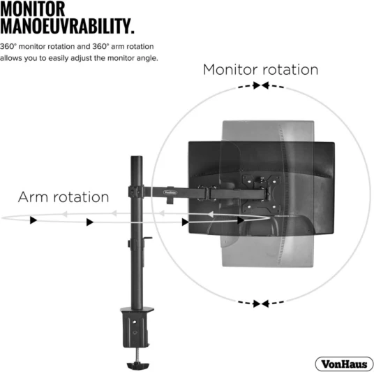 Mbajtëse monitori desktop VONHAUS 3005115 13-32\", VESA 75x75/100x100, ngarkesë deri 8kg, e zezë