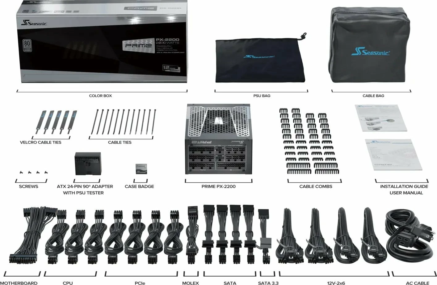 Furnizues rryme (PSU) SeaSonic PRIME PX PRIME-PX-2200-ATX30 2200W, ATX 3.1, 80 Plus Platinum, fully modular, i zi