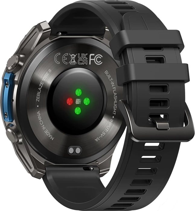 Smartwatch, Zeblaze, Vibe 8 Abyss, 1.43\" AMOLED Always-on, thirrje me Bluetooth, MIL-STD 810H, IP69K/5 ATM, 500 mAh, e zezë
