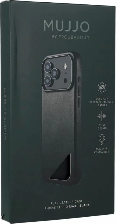 Kapak telefoni Mujjo për iPhone 17 Pro Max, i zi