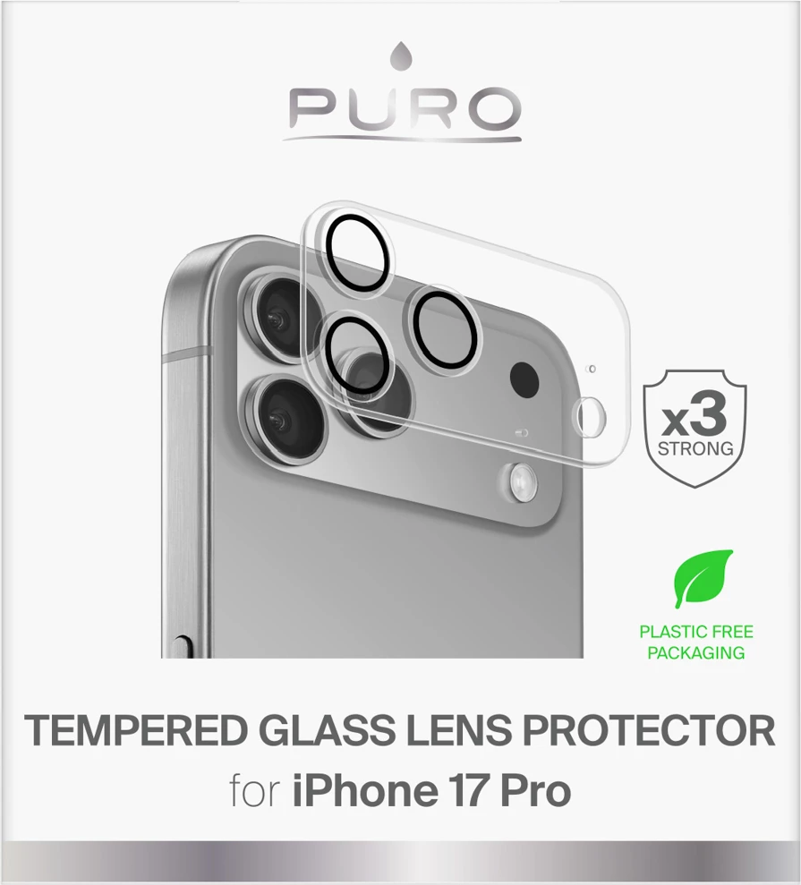 Xham i temperuar për kamerë Puro Camera Standard për iPhone 17 Pro, Transparent