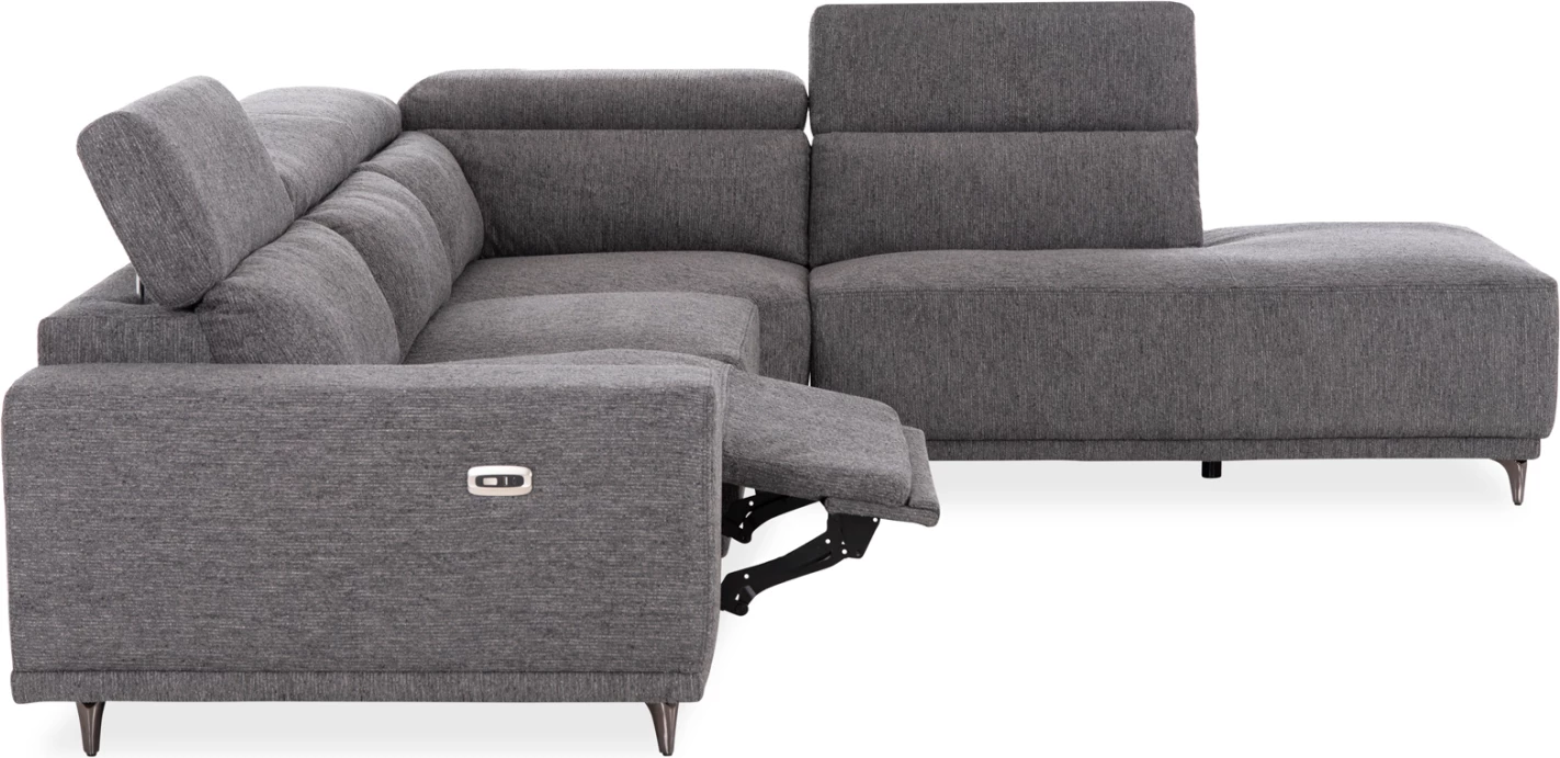 Këndore e djathtë 5-vendëshe me recliner Lunaris CD3316.01R, material gri, 307x267x94H