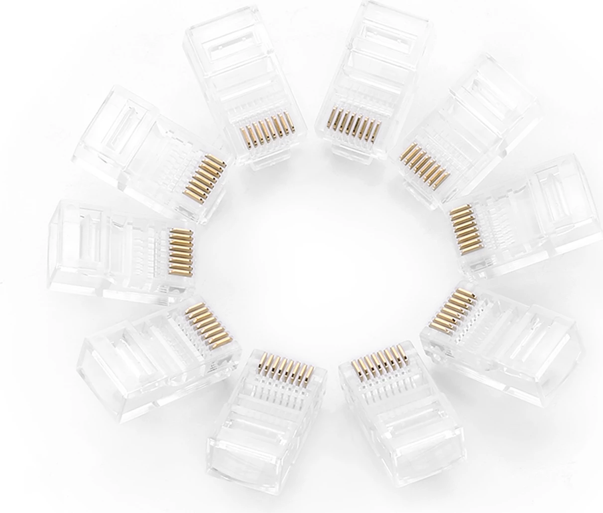 Plug RJ45 Ugreen NW110, 8P8C, Cat. 5/5e, transparent, set 100 copë