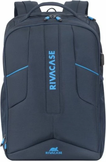 çantë shpine gaming për laptop RIVACASE 7861 17.3\", 28L, me portë USB, rezistente në ujë, blu e errët