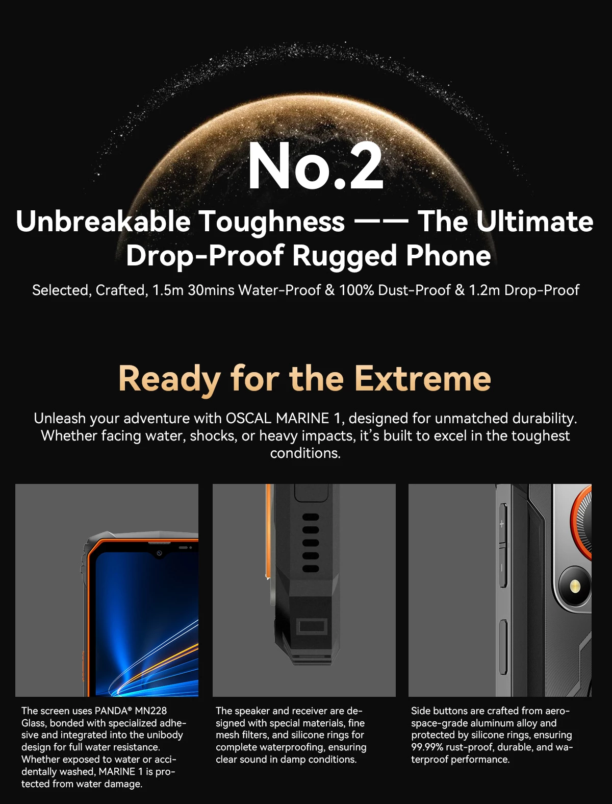 Celular Oscal Marine 1 4GB RAM 128GB 5100mAh IP68/IP69K MIL-STD-810H, portokalli