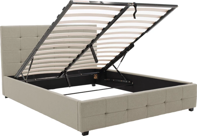 Shtrat dopio Roi me hapësirë ruajtëse, ngjyrë fildishi, 160x200cm