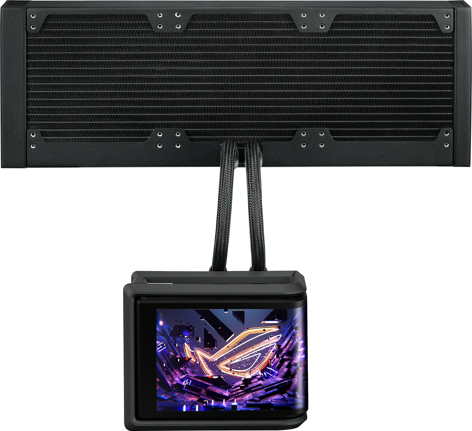 Ftohës uji AIO ASUS ROG RYUO IV SLC 360 ARGB, 3x120mm, AMOLED display, Intel/AMD, i zi