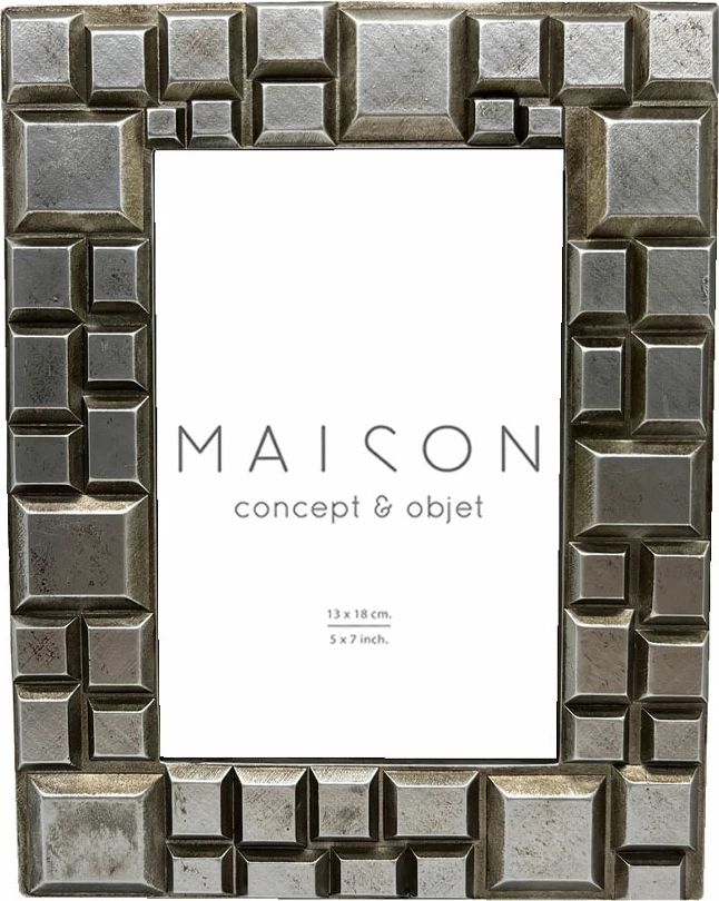 Kornizë Kevan për foto, polirezine, ngjyrë argjendi, 18x2x24 cm