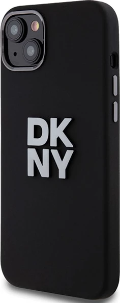 Mbështjellës DKNY Liquid Silicone Metal Logo për iPhone 15 Plus / 14 Plus, e zezë