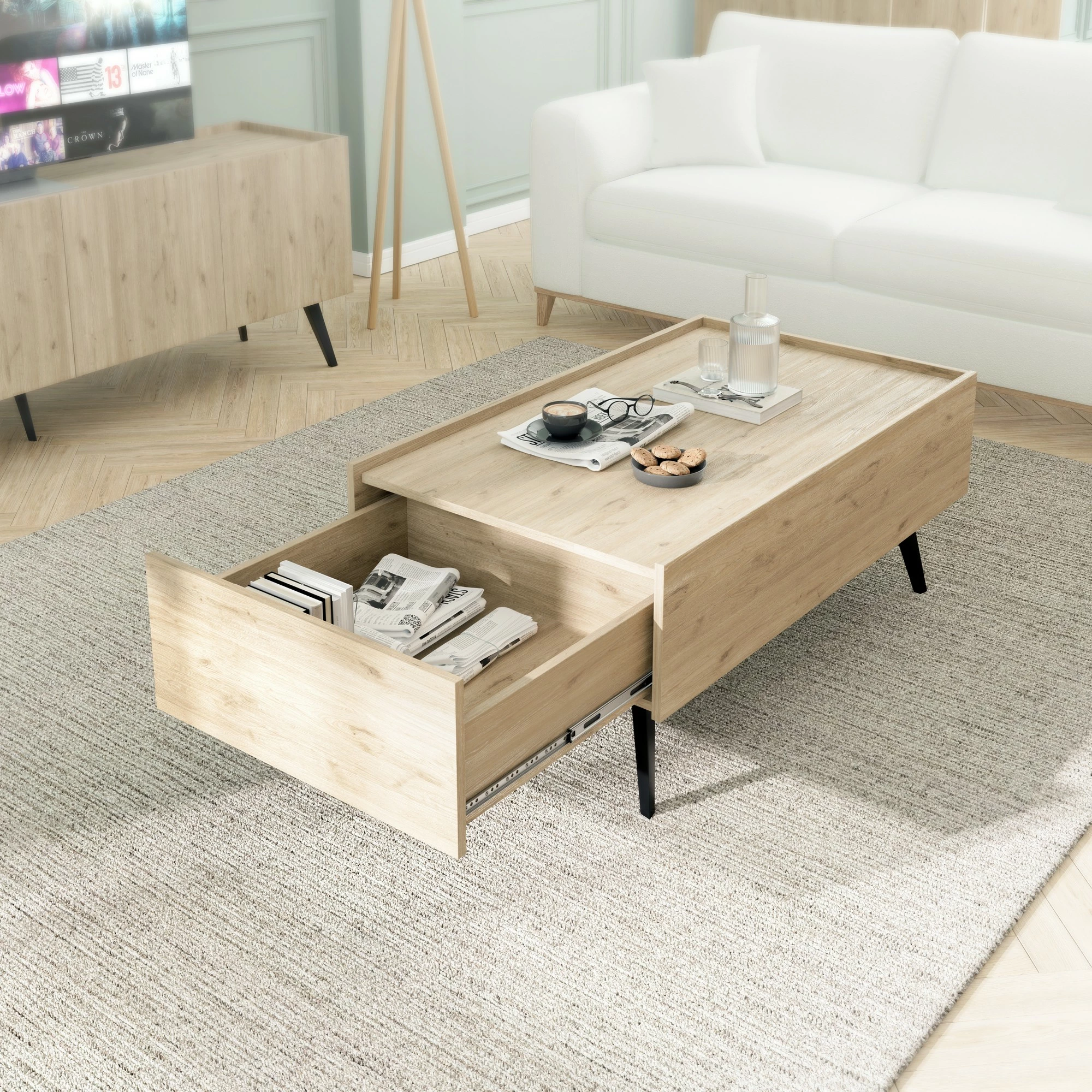 Tavolinë e ulët Hanah Home, ngjyrë lisi, Shp-701-Ff-1