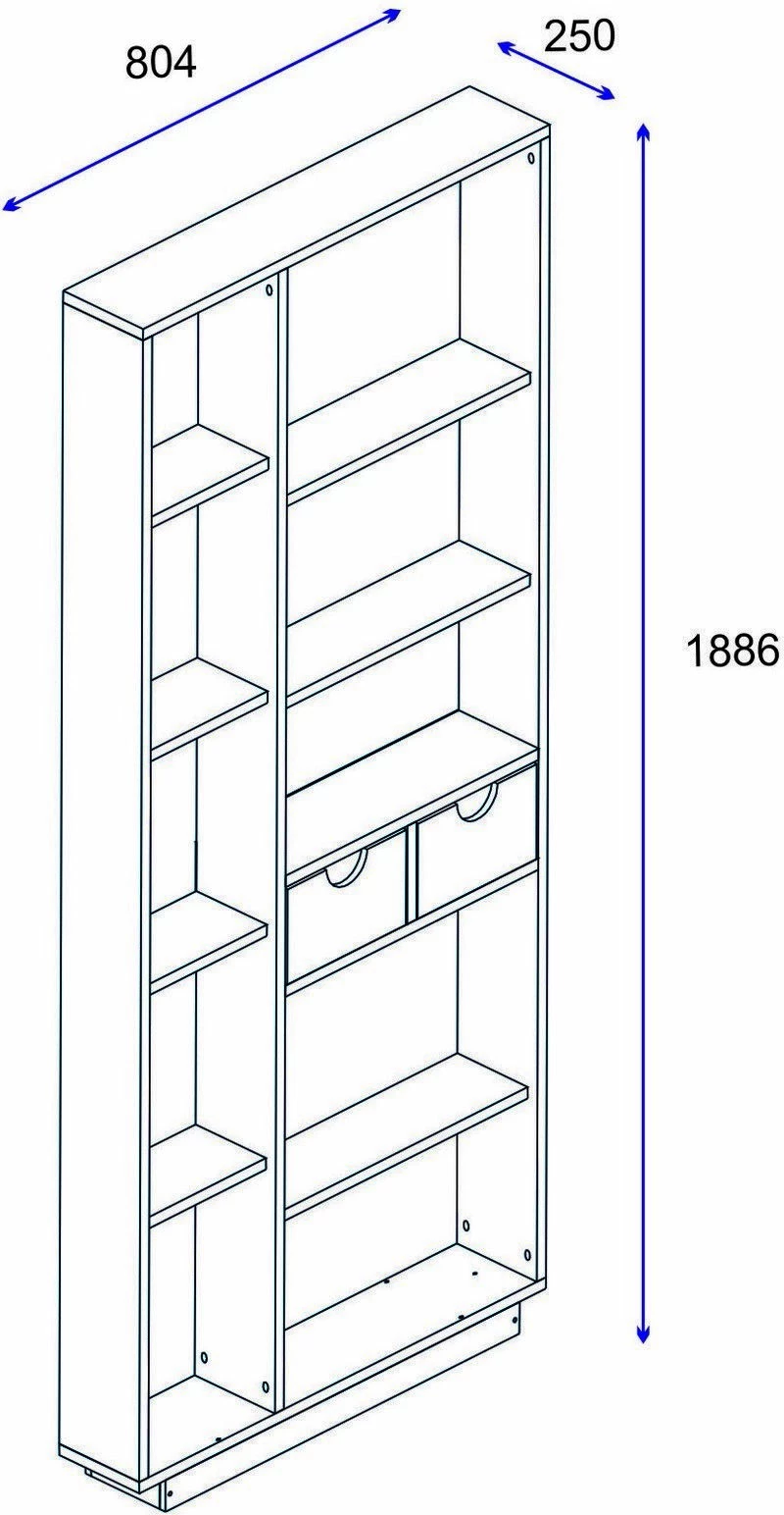 Raft librash Hanah Home, Luma, ngjyrë e bardhë dhe arre