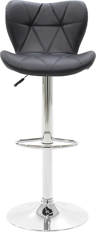 Karrige për bar Coozy, metal krom, lëkurë PU e zezë, set prej 2 copash