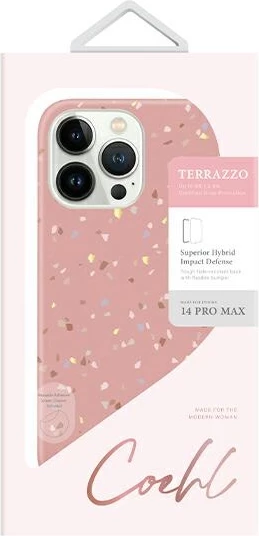 Mbështjellës UNIQ Coehl Terrazzo për iPhone 14 Pro Max, rozë