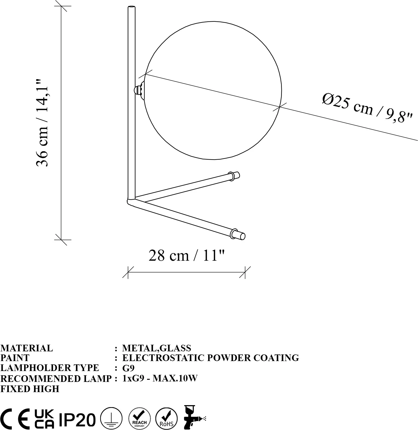 Llambë tavoline Opviq, Luminar - 14170, ngjyrë e zezë