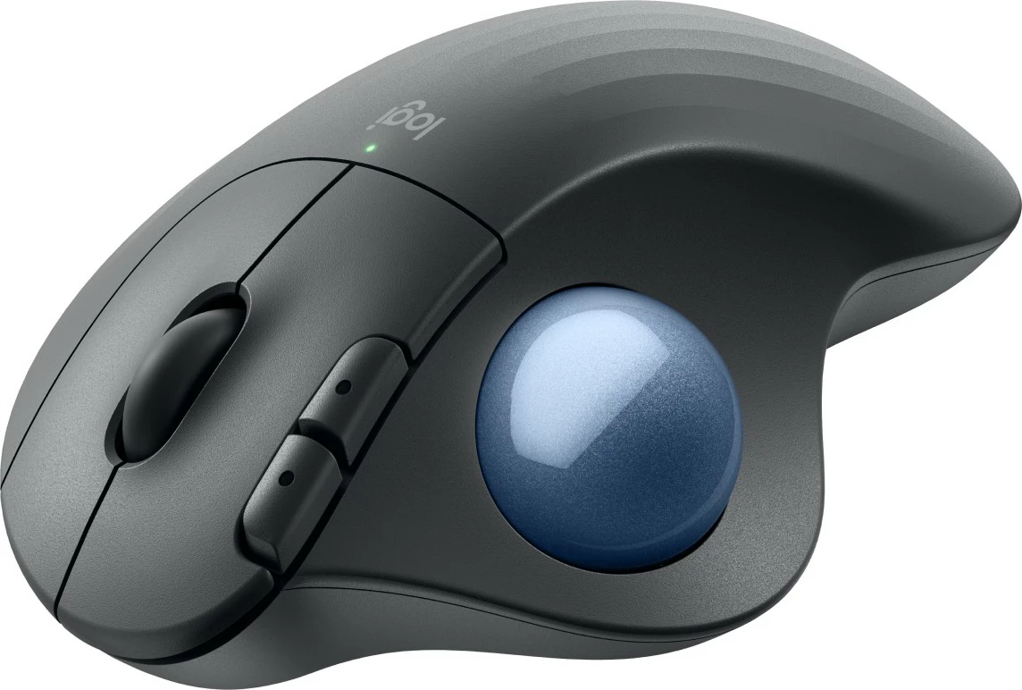 Maus Logitech ERGO M575S, Wireless Trackball, Graphite + Blue Ball