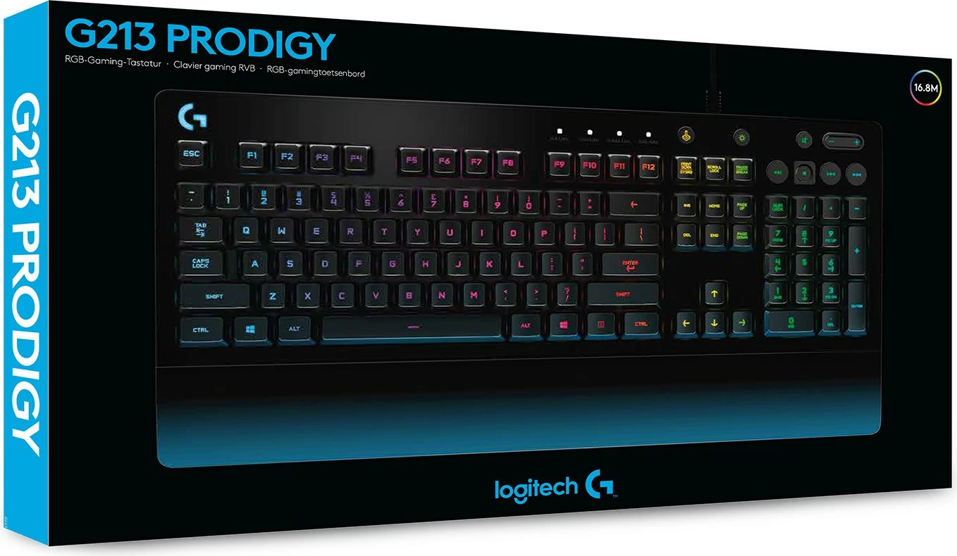Tastierë gaming Logitech G213 Prodigy me drita RGB, me kabllo, e zezë