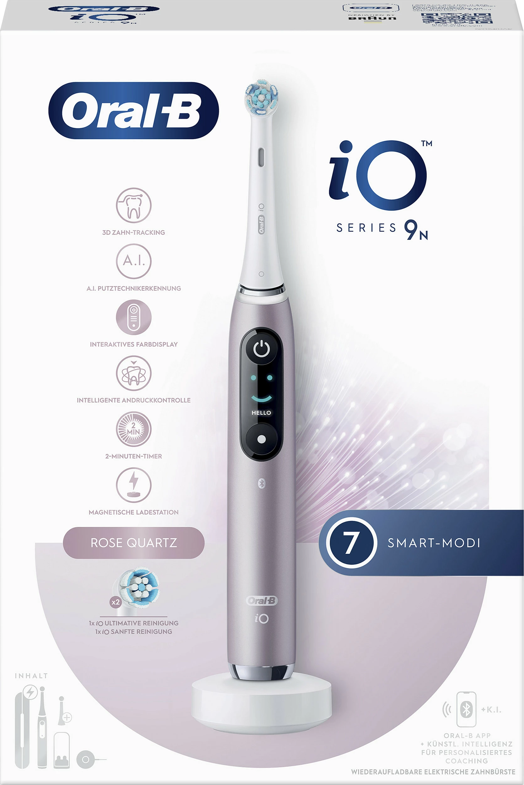 Furçë dhëmbësh elektrike Oral-B iO Series 9n, 6 mënyra, Bluetooth, me kuti udhëtimi, rozë