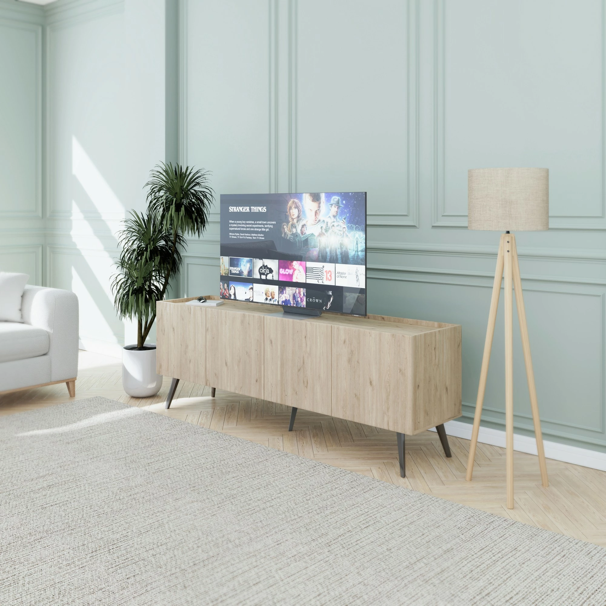Komodë për TV, ngjyrë lisi, Hanah Home, Tvc-740-Ff-1
