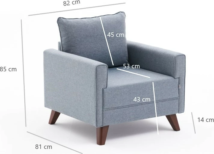 Karrige një vendëshe Atelier del Sofa, Bella Soft, ngjyrë kaltër