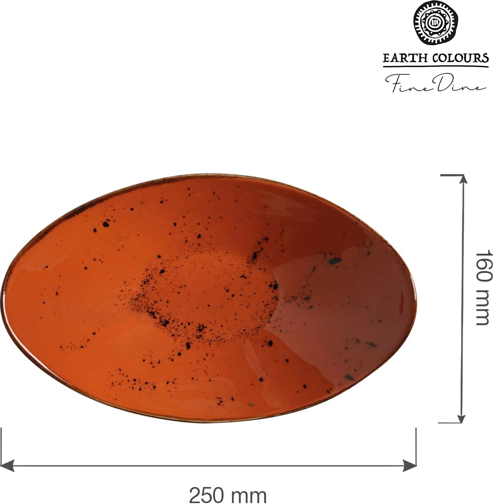 Tas varkë Fine Dine Dahlia 250x160mm, porcelan, portokalli, set 6 copë