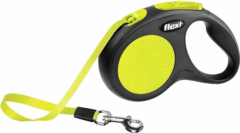 Litar automatik me shirit për qen Flexi New Neon S 5 m, i verdhë