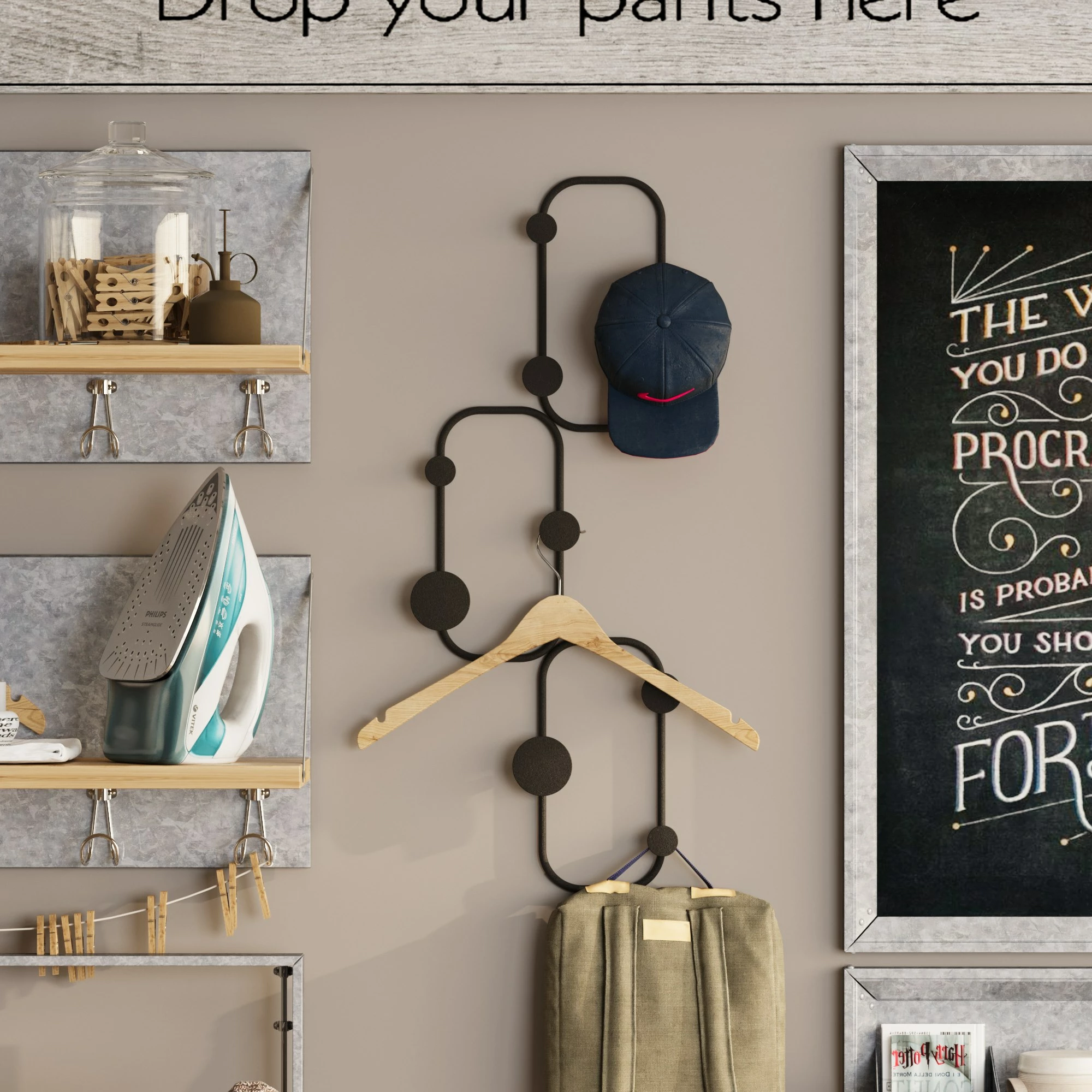 Varëse muri metalike Wallity, model hardhucë, ngjyrë e zezë, 28x5x70cm