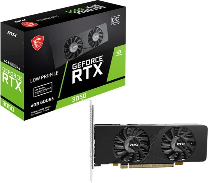 Kartelë grafike MSI GeForce RTX 3050 LP E 6G OC, 6 GB GDDR6, e zezë