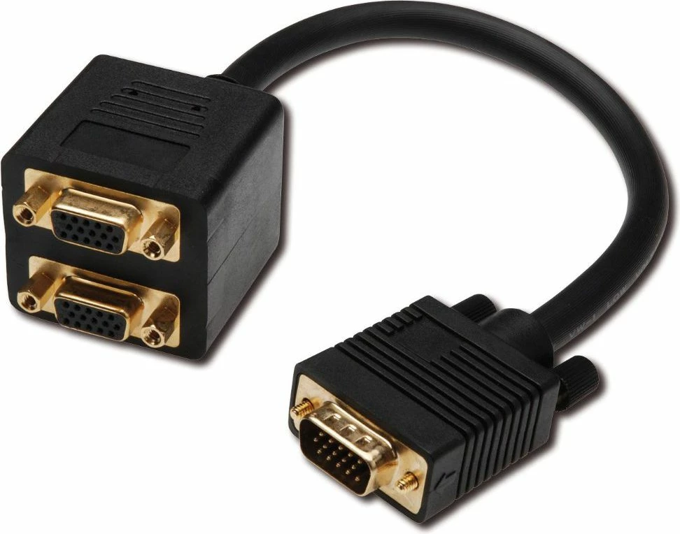 Splitter VGA Digitus 0.2 m 1-në-2, 1920x1080, i zi