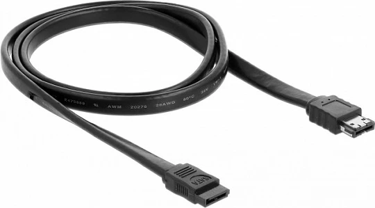 Kabllo SATA në eSATA DeLOCK, 1m, 3Gb/s, Male/Male, e zezë