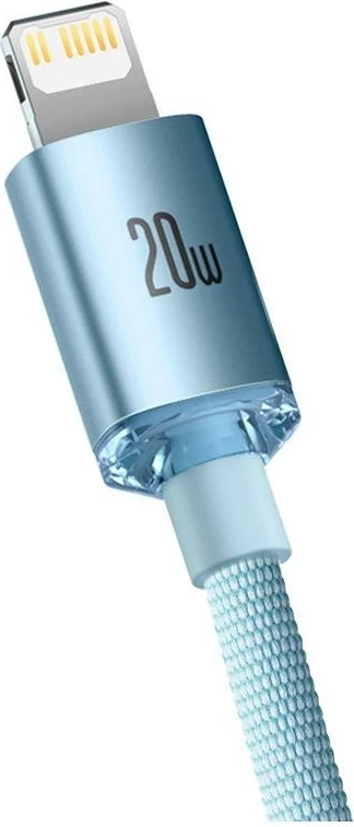 Kabëll Baseus Crystal Shine USB-C do Lightning 20W, 2m, blu