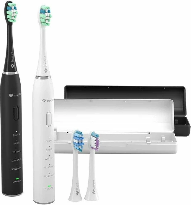 Furçë dhëmbësh elektrike TrueLife SonicBrush Clean30 Duo, e bardhë dhe e zezë, set prej 2 copë