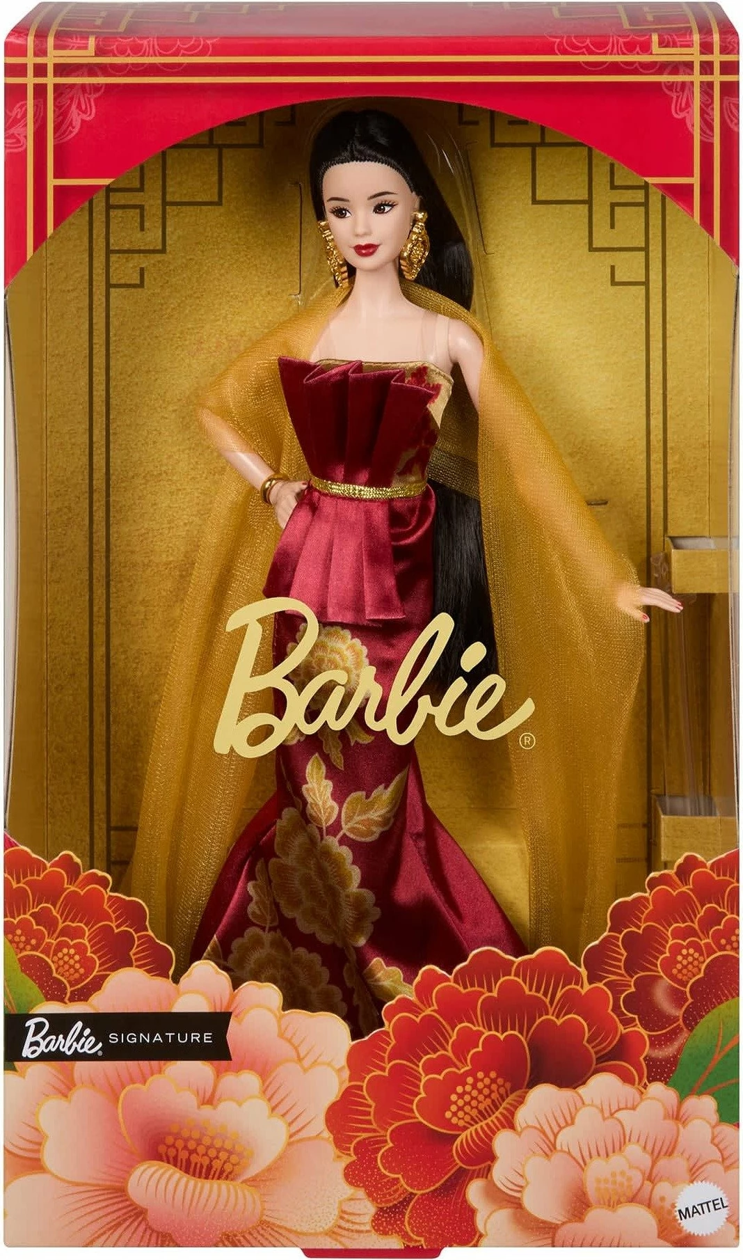 Kukull Barbie Mattel Signature Lunar New Year 2026 JJX83, koleksioniste, me stendë, e kuqe