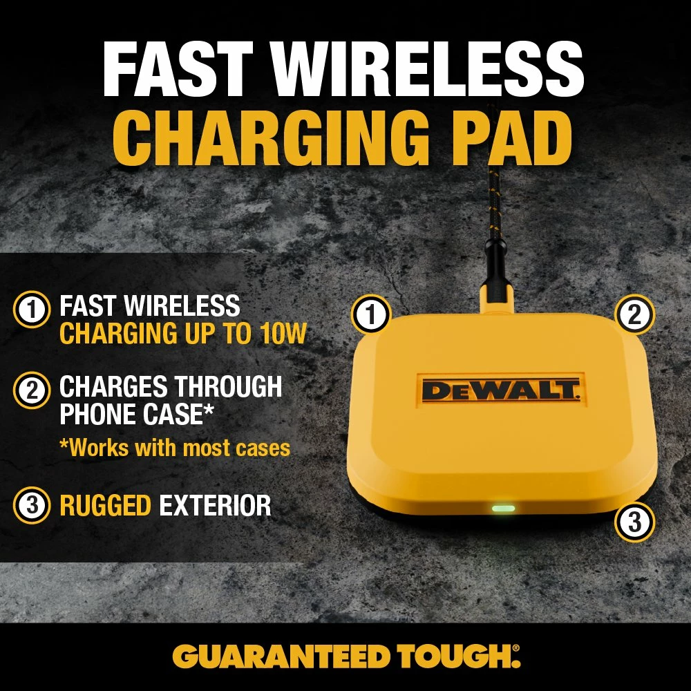 Karikues induksioni DeWalt DXMA141-0476-DWG 10W, USB-C kabllo 1.2 m, e verdhë, me kabllo