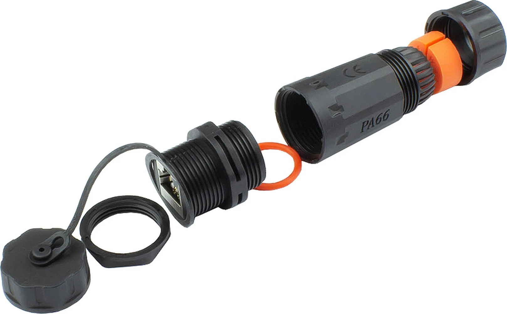 Konektor RJ-45 GoodConnections Alcasa ODC-06, Cat6a, femër, i drejtë, IP68, kontakte gold, i zi