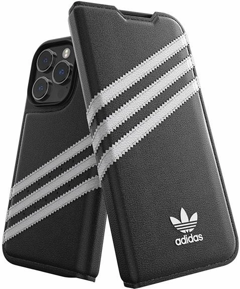 Mbështjellës Adidas OR Booklet Case PU për iPhone 14 Pro, e zezë/e bardhë