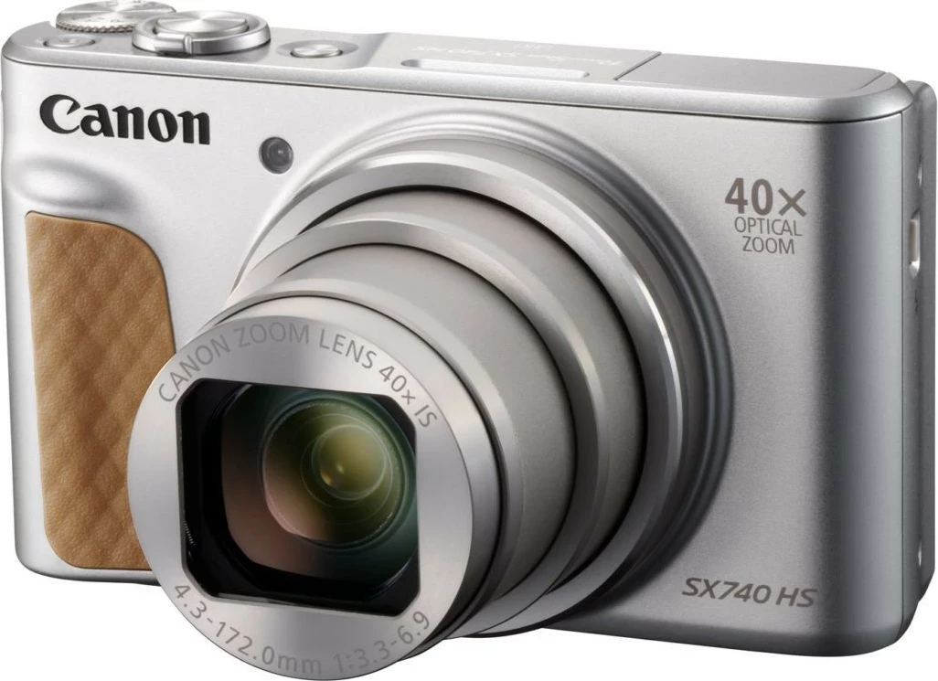 Aparat Canon PowerShot SX740 HS, 20.3 MP, Zoom optik 40x, 4K, Wi-Fi, Bluetooth, Srebrny