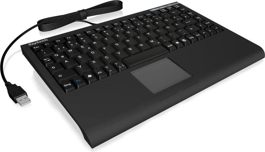Tastierë mini KeySonic ACK-540U+, me touchpad, USB, QWERTZ, e zezë