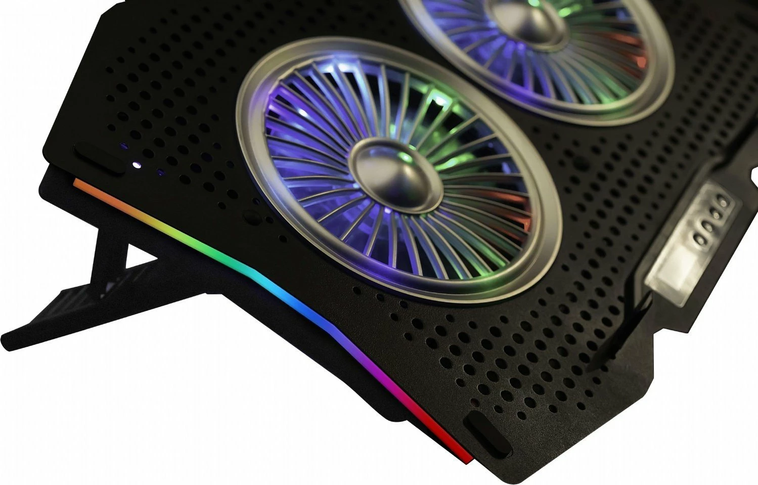 Stendë ftohëse për laptop Inca INC-606TGS, 10-18", 2 ventilatorë RGB, LCD panel, e zezë