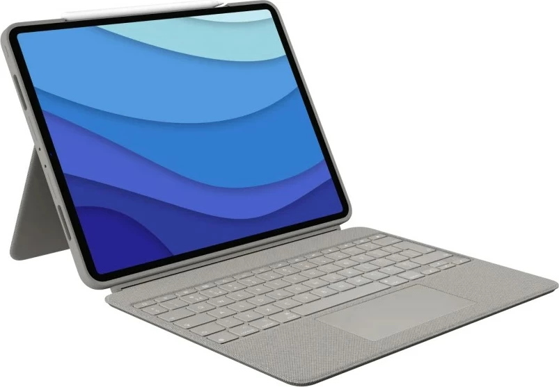 Tastierë me trackpad Logitech Combo Touch, QWERTY UK International, për iPad Pro 12.9, sand