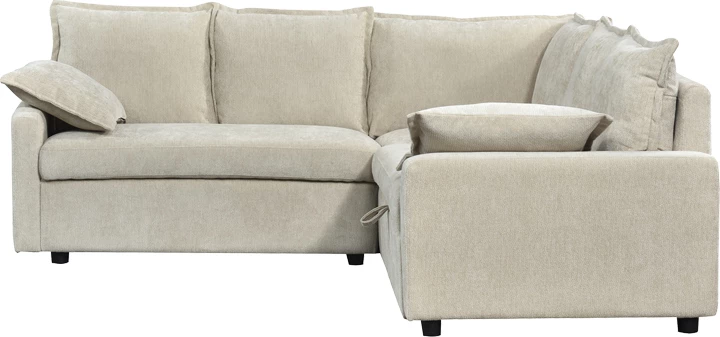 Kënd-sofë krevate Lounivo, material stofë bezhë, 215x215x84cm