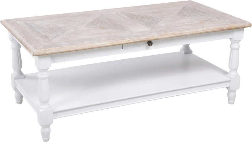 Tavolinë kafeje HISTORY, e bardhë-natyrale, 125x64x50