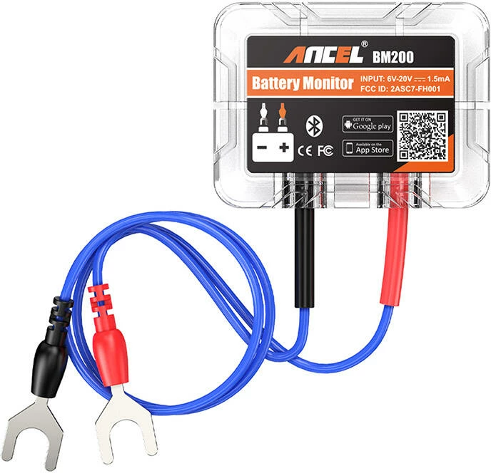 Tester/monitor baterie auto, Ancel BM200, Bluetooth 4.0, 6–20V DC (12V automjete)