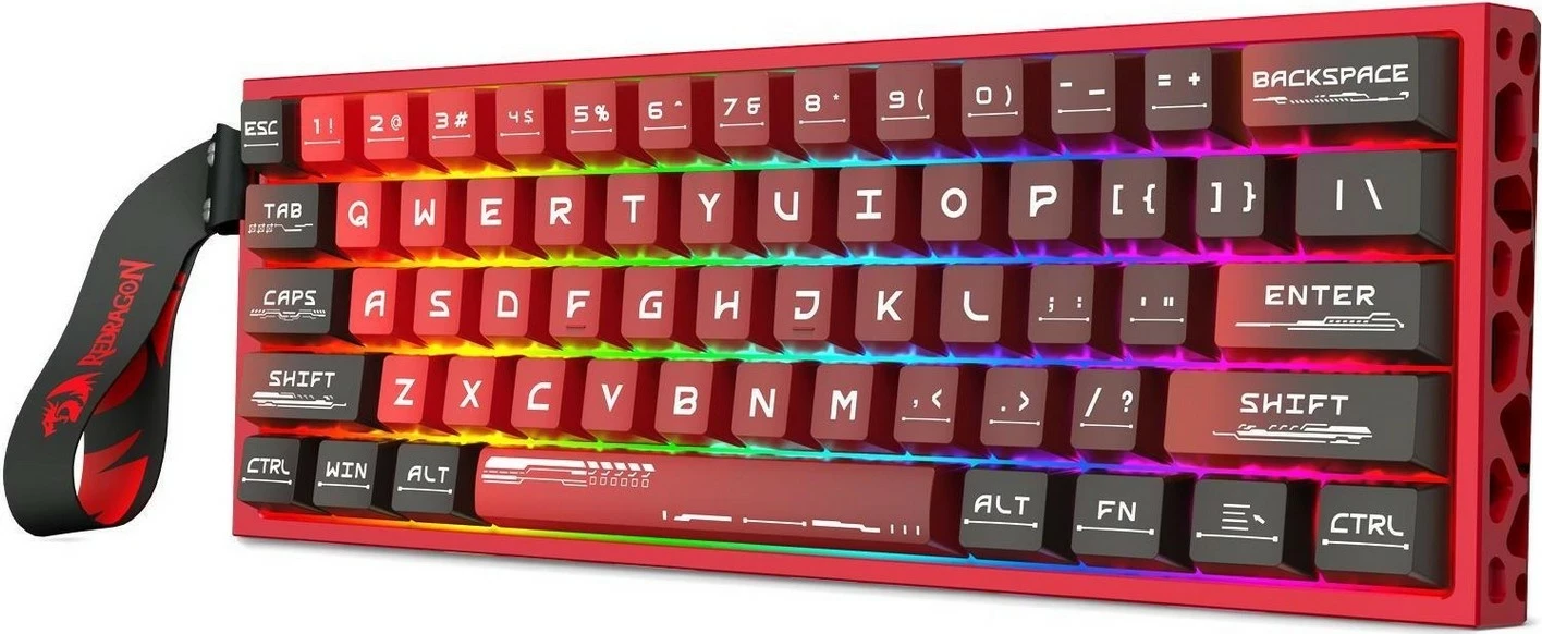 Tastierë gaming Redragon Venom K753-RGB-M, 60%, RGB, Hot-Swap, USB-C, e kuqe