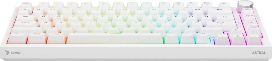 Tastierë mekanike Savio Astral, 75%, Outemu White Jade, RGB, USB-C, e bardhë