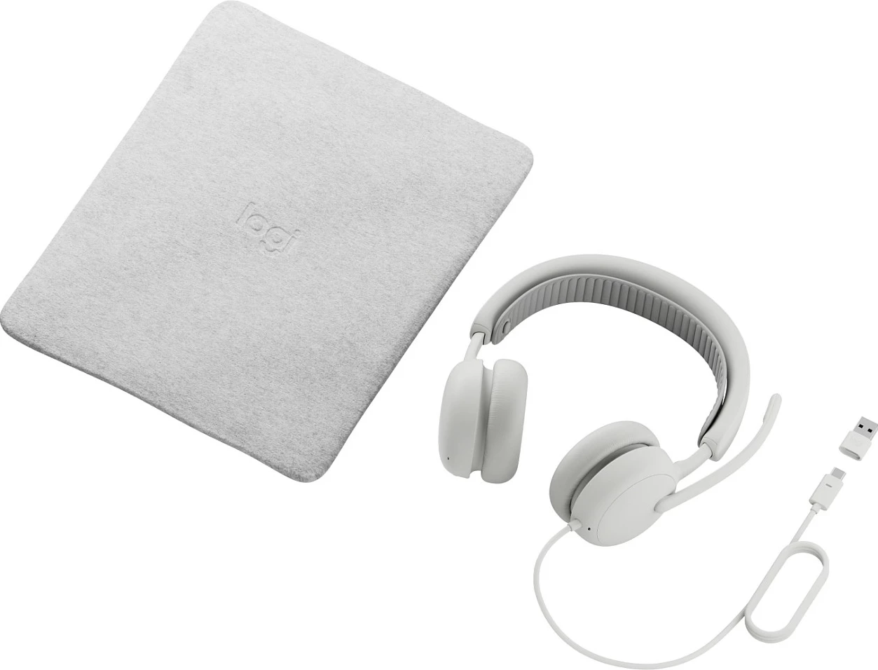 Kufje Logitech Zone Wired 2 for Business, me kabllo USB-C/USB-A, mikrofon me anulim zhurme, Off-White